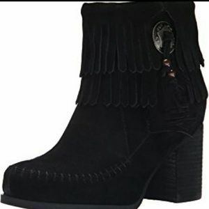 Sbicca Black fringe ankle boots. Size 7